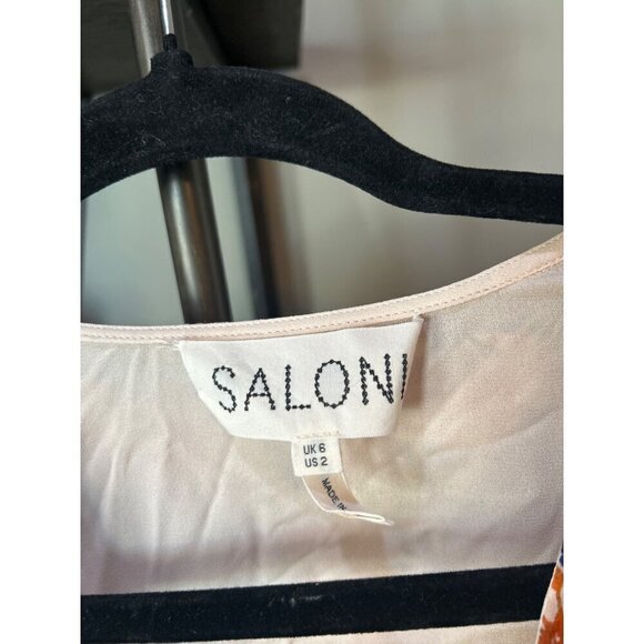 Saloni Franca Silk Floral Print Mini Wrap Dress Red Cream Womens Size 6 - Picture 11 of 13